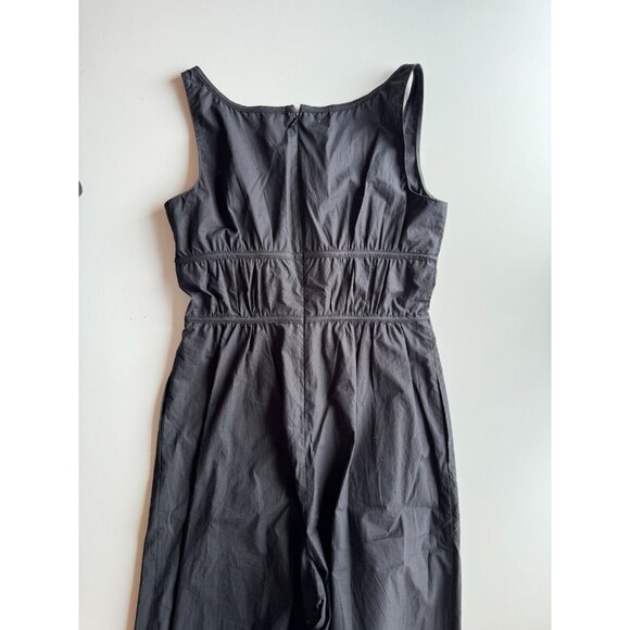 REBECCA TAYLOR Black Cotton Poplin Square Neck Wide Leg Cropped Jumpsuit, Size 2 - Picture 6 of 12